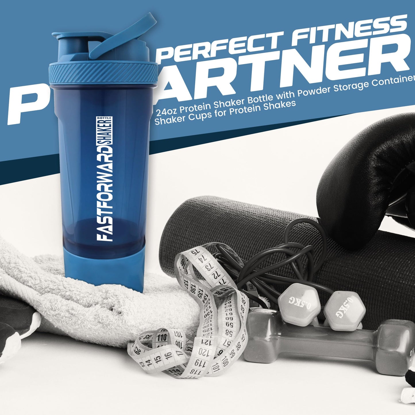 Shaker Bottle - 24 Ounce Protein Shaker Plastic Bottle