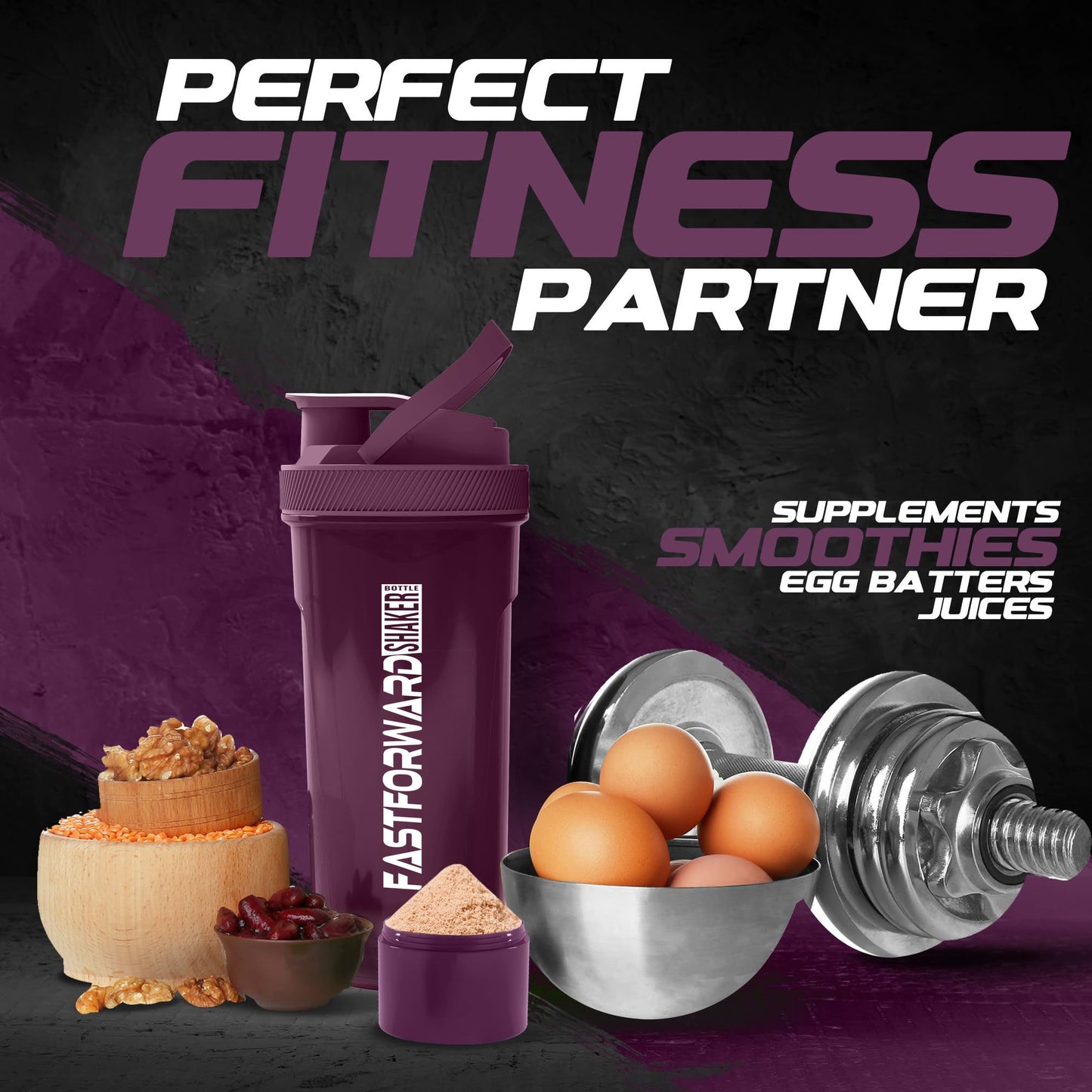 Shaker Bottle - 24 Ounce Protein Shaker Plastic Bottle