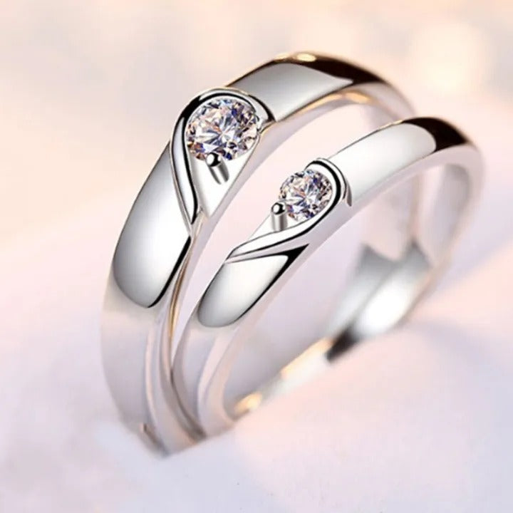 His and Her Heart Couple Rings