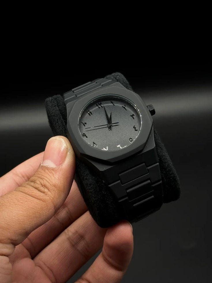 Stylish Black Arabic Aura Watch