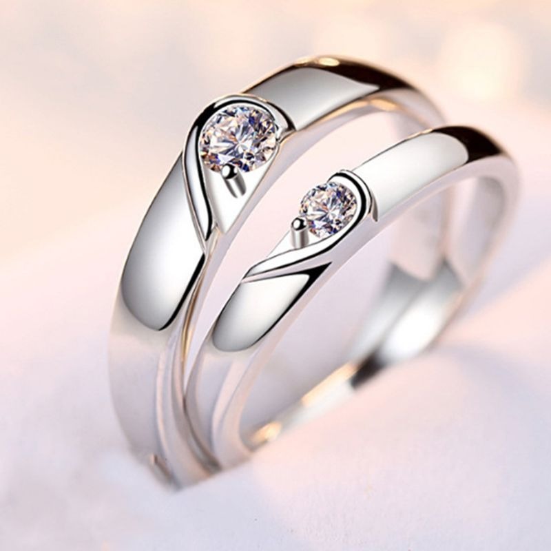His and Her Heart Couple Rings