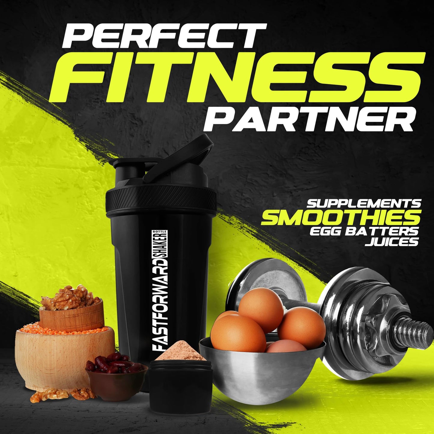 Shaker Bottle - 24 Ounce Protein Shaker Plastic Bottle