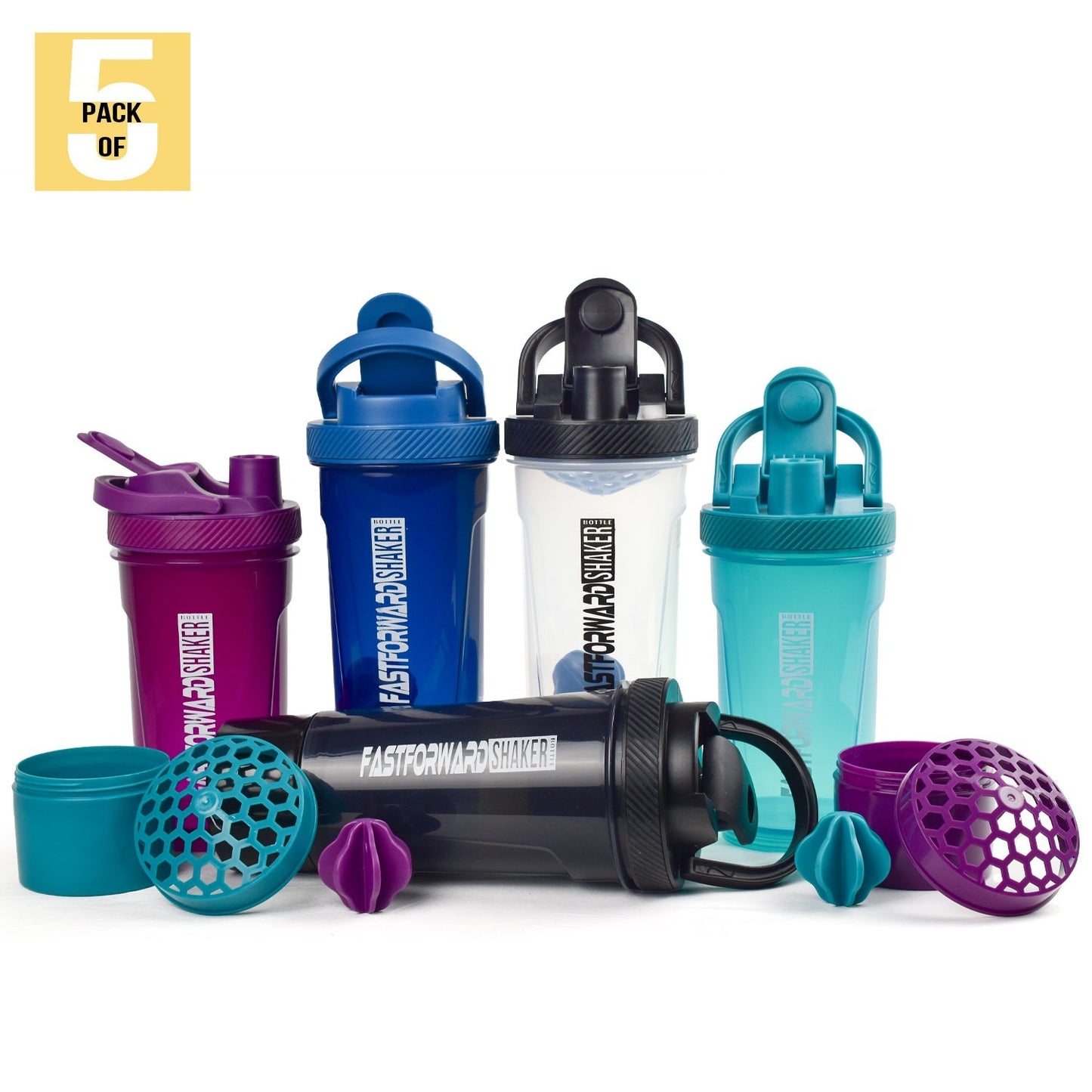 Shaker Bottle - 24 Ounce Protein Shaker Plastic Bottle