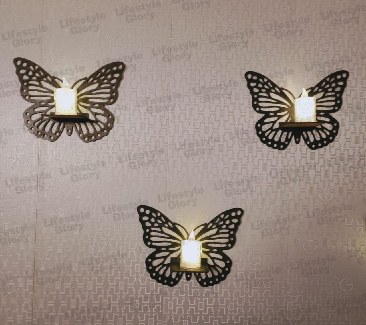 Decorative Butterfly Wall Shelf, Decoration Candlestick - 5Pc