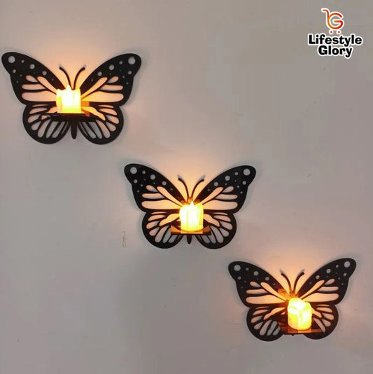 Decorative Butterfly Wall Shelf, Decoration Candlestick - 5Pc